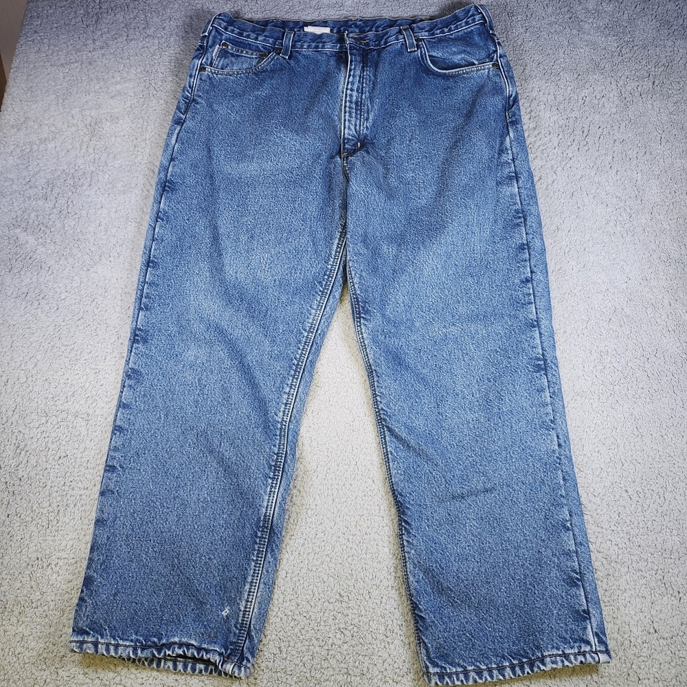 Carhartt Fleece Lined Jeans Mens 40x30 Blue Denim Relaxed Fit Workwear